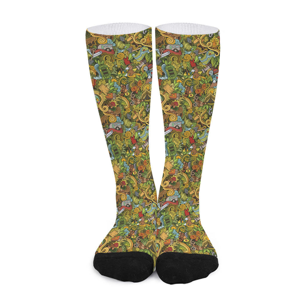 Outdoor Camping Pattern Print Long Socks