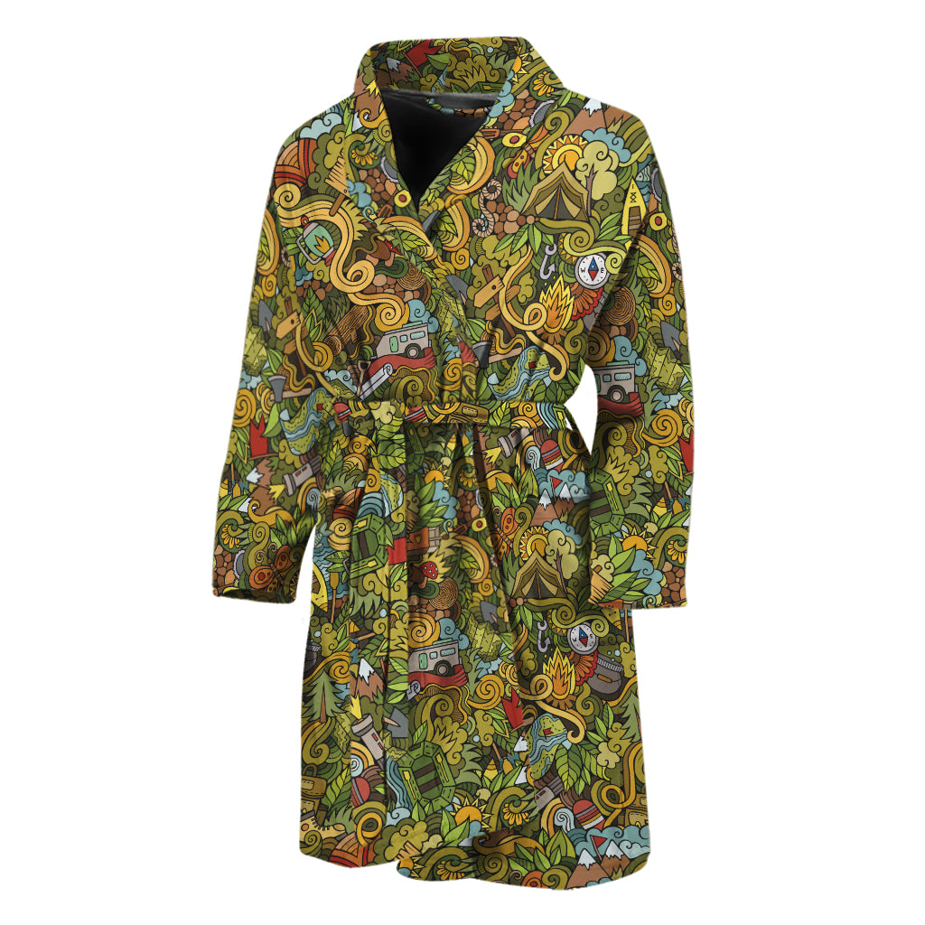 Outdoor Camping Pattern Print Men's Bathrobe