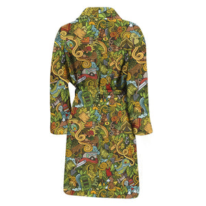 Outdoor Camping Pattern Print Men's Bathrobe