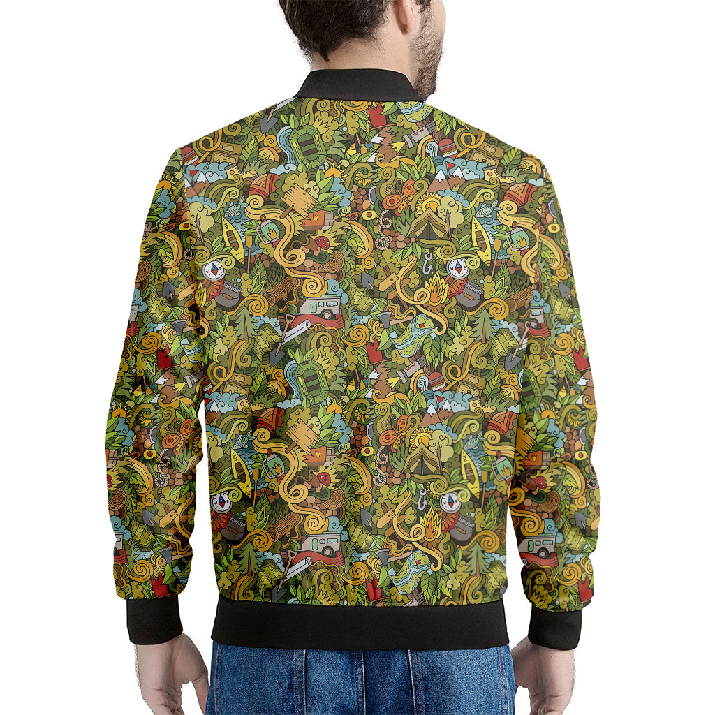 Outdoor Camping Pattern Print Men's Bomber Jacket