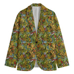 Outdoor Camping Pattern Print Men's Cotton Blazer