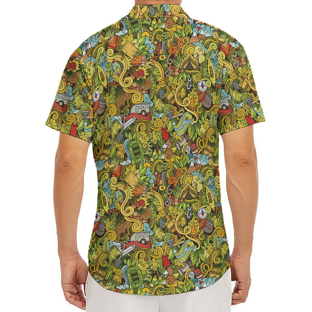 Outdoor Camping Pattern Print Men's Deep V-Neck Shirt