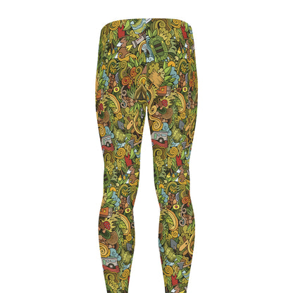 Outdoor Camping Pattern Print Men's leggings