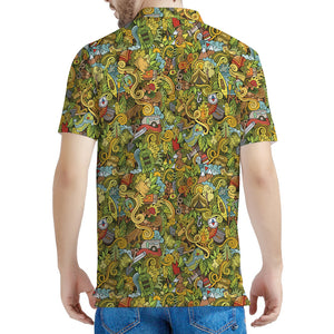 Outdoor Camping Pattern Print Men's Polo Shirt