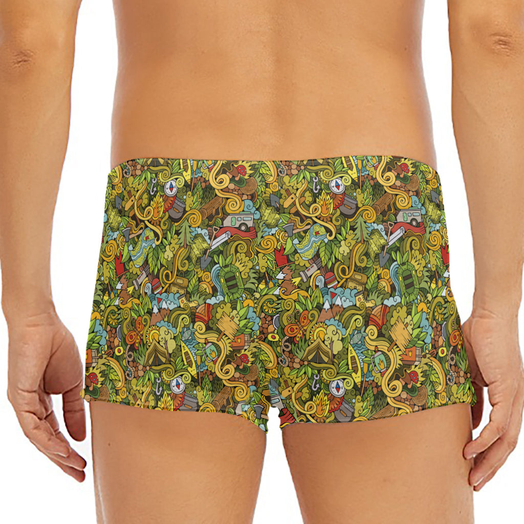 Outdoor Camping Pattern Print Men's Short Boxer Briefs