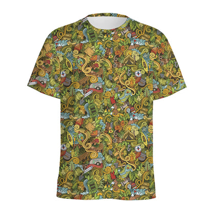 Outdoor Camping Pattern Print Men's Sports T-Shirt