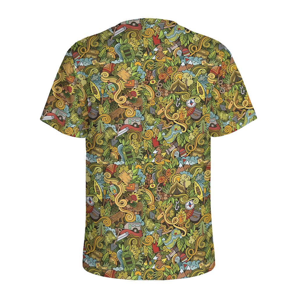 Outdoor Camping Pattern Print Men's Sports T-Shirt