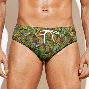 Outdoor Camping Pattern Print Men's Swim Briefs