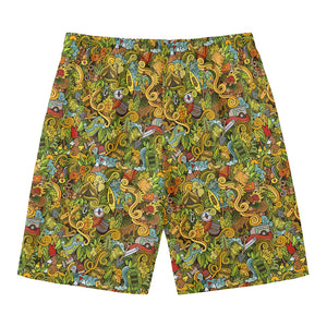 Outdoor Camping Pattern Print Men's Swim Trunks