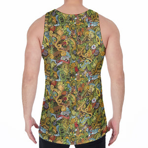 Outdoor Camping Pattern Print Men's Velvet Tank Top