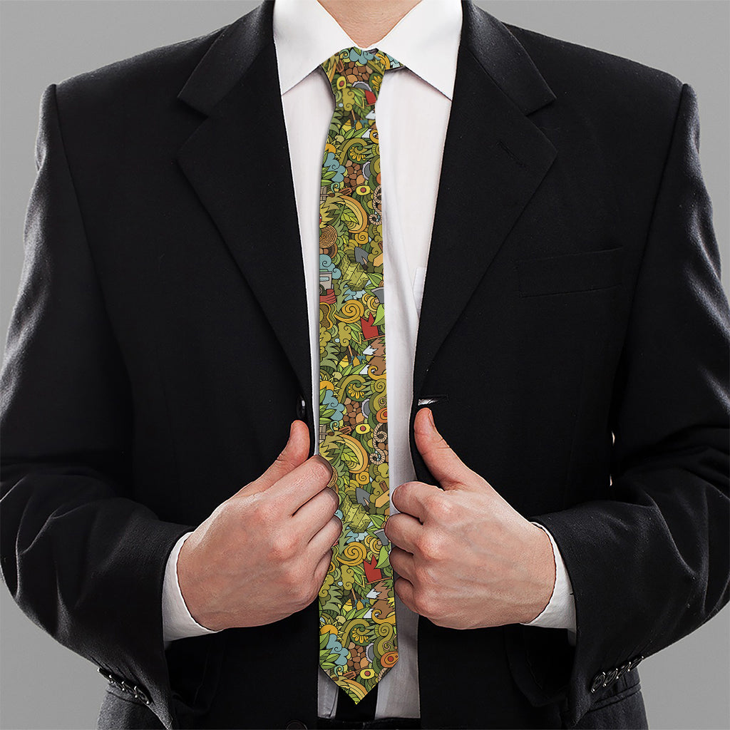 Outdoor Camping Pattern Print Necktie