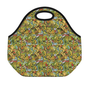 Outdoor Camping Pattern Print Neoprene Lunch Bag