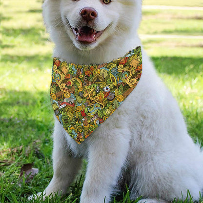 Outdoor Camping Pattern Print Over The Collar Dog Bandana