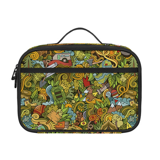 Outdoor Camping Pattern Print Portable Lunch Bag