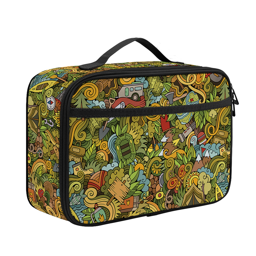 Outdoor Camping Pattern Print Portable Lunch Bag