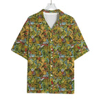 Outdoor Camping Pattern Print Rayon Hawaiian Shirt