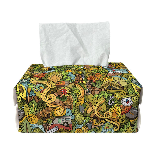 Outdoor Camping Pattern Print Rectangle Tissue Box Cover