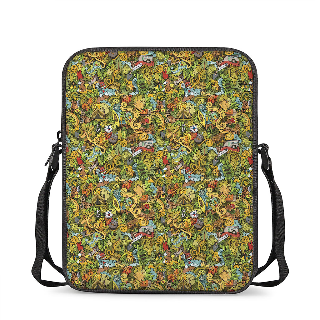 Outdoor Camping Pattern Print Rectangular Crossbody Bag