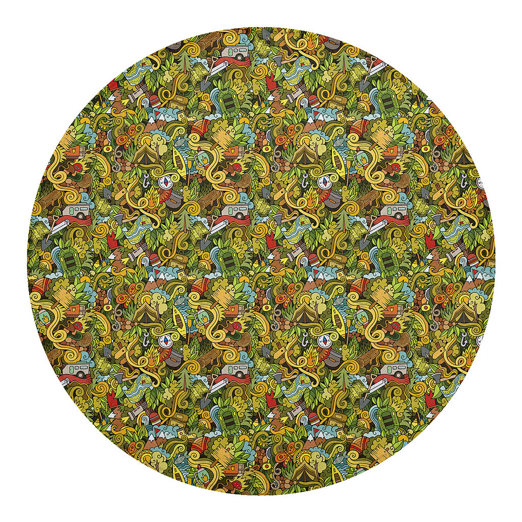 Outdoor Camping Pattern Print Round Blanket