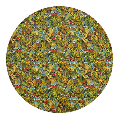 Outdoor Camping Pattern Print Round Blanket