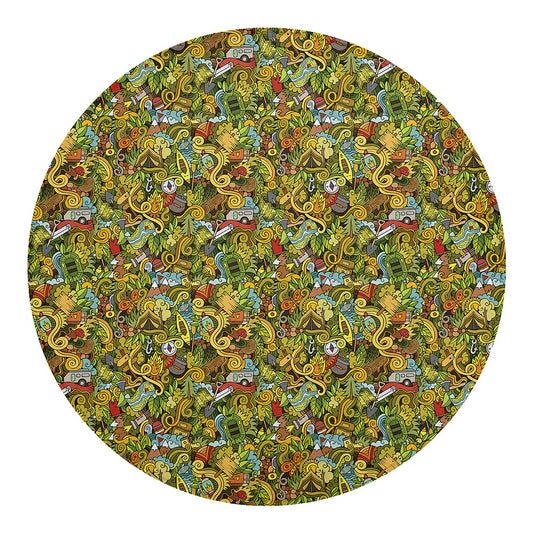 Outdoor Camping Pattern Print Round Blanket