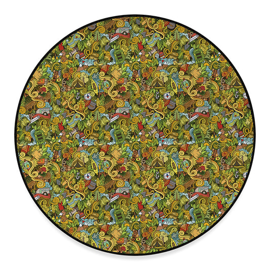 Outdoor Camping Pattern Print Round Floor Mat