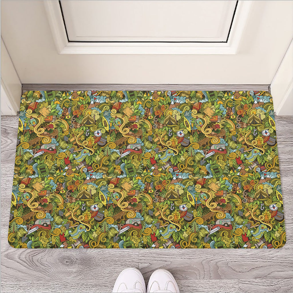 Outdoor Camping Pattern Print Rubber Doormat