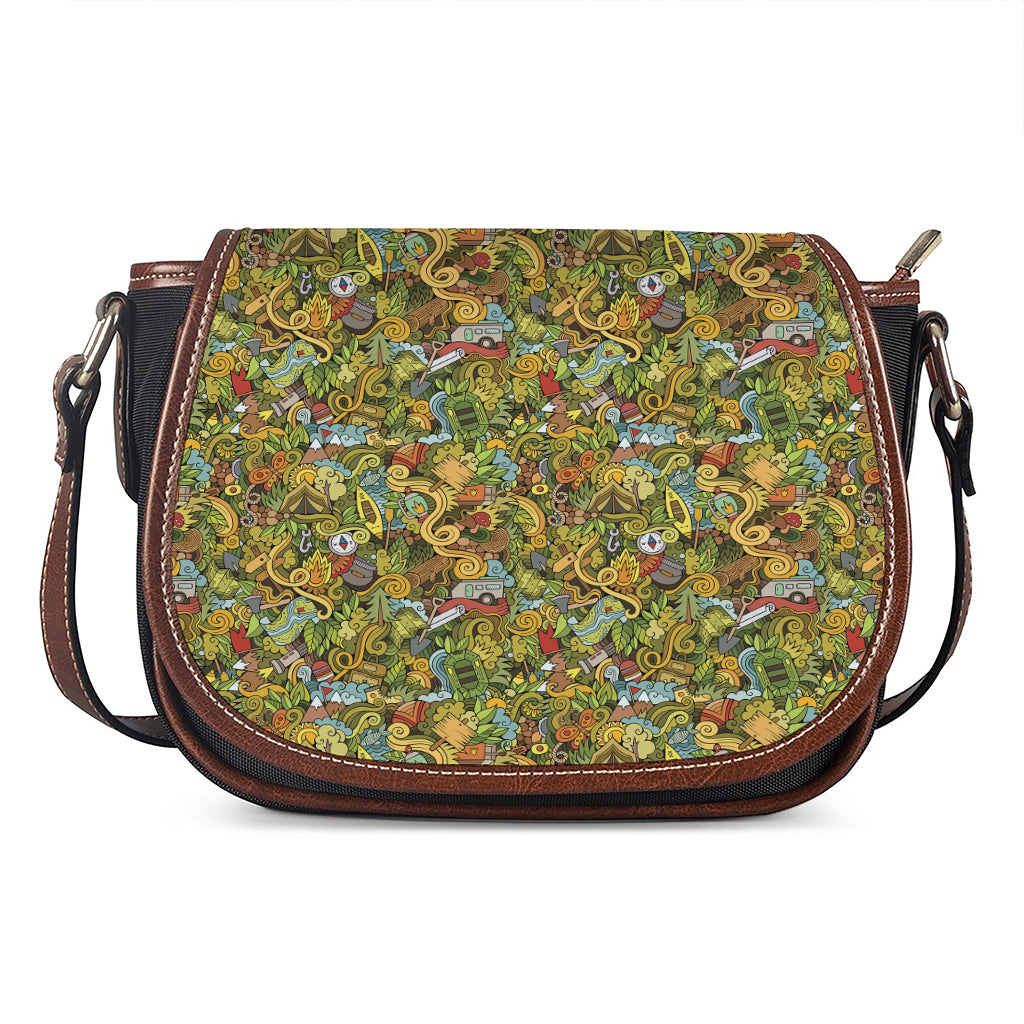 Outdoor Camping Pattern Print Saddle Bag