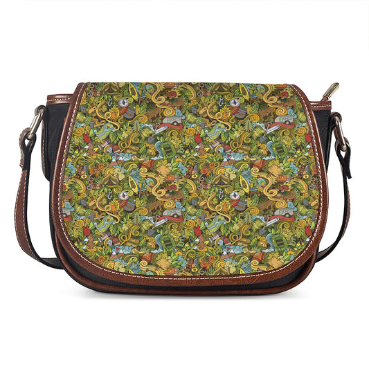 Outdoor Camping Pattern Print Saddle Bag