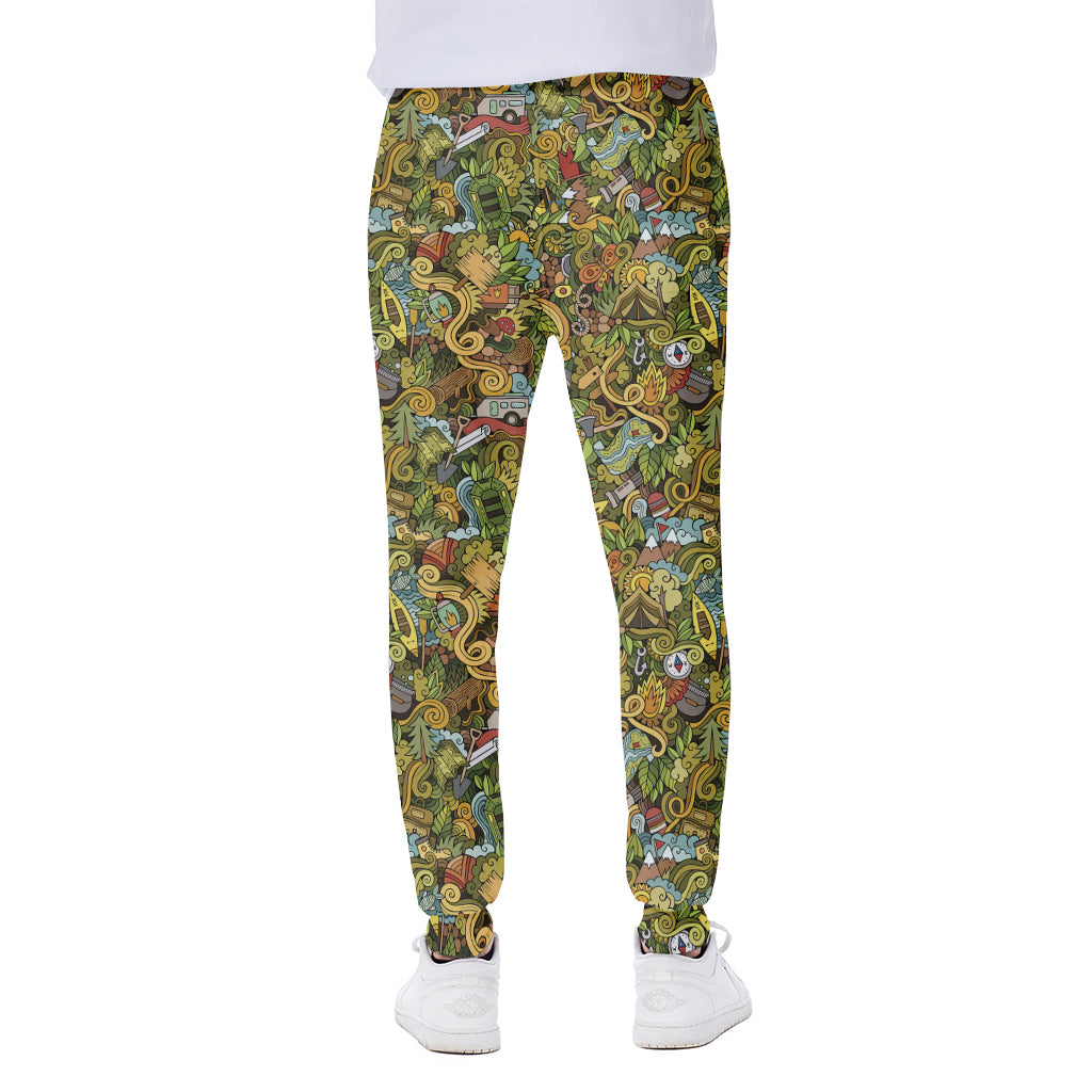 Outdoor Camping Pattern Print Scuba Joggers