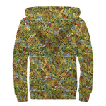 Outdoor Camping Pattern Print Sherpa Lined Zip Up Hoodie
