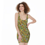 Outdoor Camping Pattern Print Sleeveless Bodycon Dress