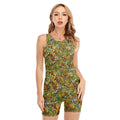 Outdoor Camping Pattern Print Sleeveless One Piece Swimsuit
