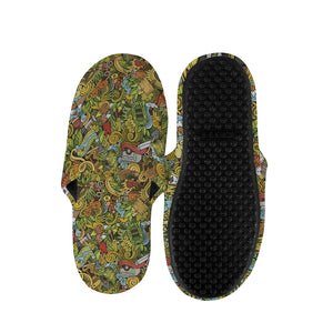 Outdoor Camping Pattern Print Slippers