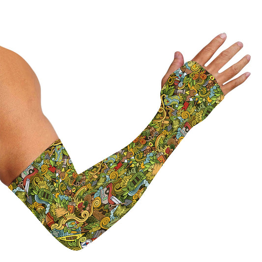 Outdoor Camping Pattern Print Sun Protection Arm Sleeves
