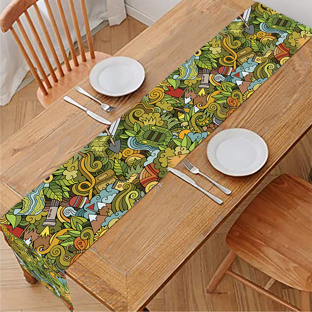 Outdoor Camping Pattern Print Table Runner