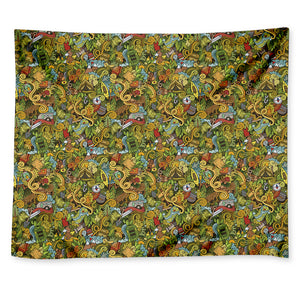 Outdoor Camping Pattern Print Tapestry