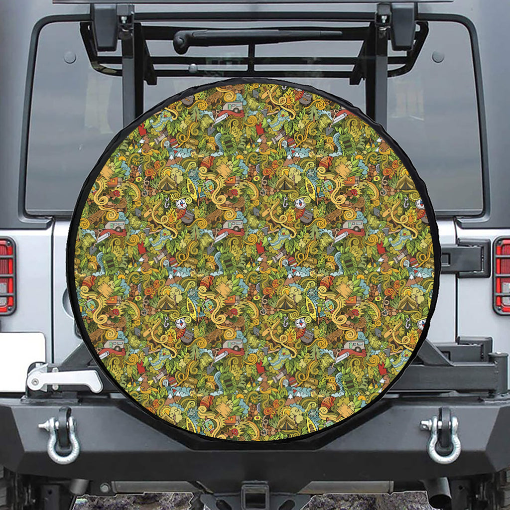 Outdoor Camping Pattern Print Tire Cover