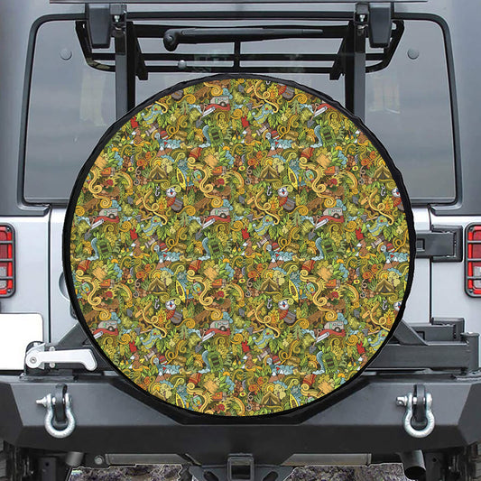 Outdoor Camping Pattern Print Tire Cover