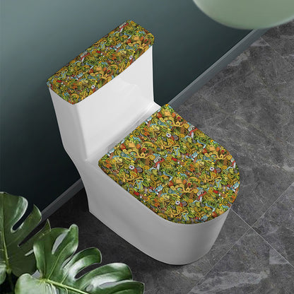 Outdoor Camping Pattern Print Toilet Lid And Tank Cover Set