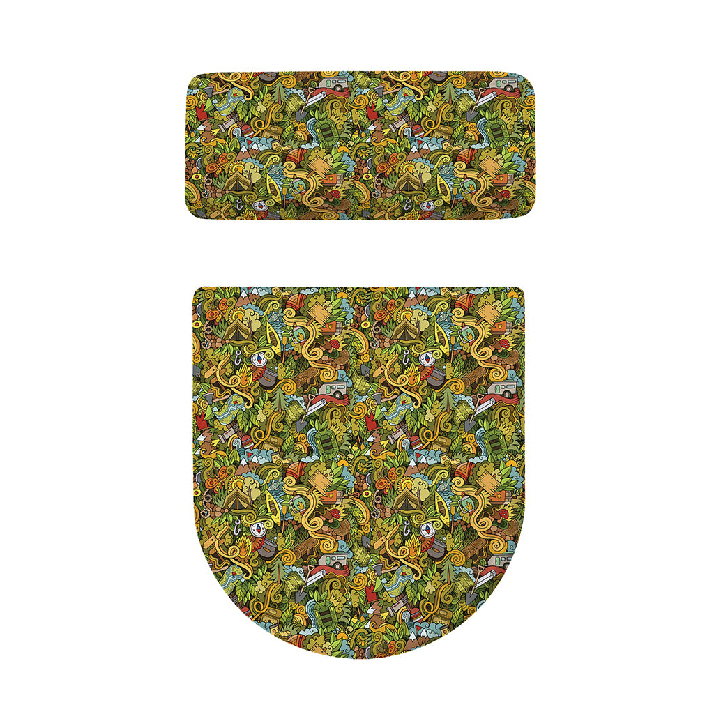 Outdoor Camping Pattern Print Toilet Lid And Tank Cover Set