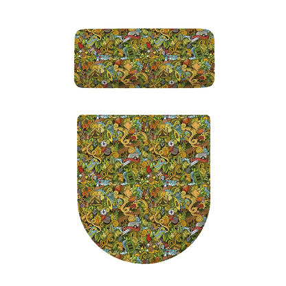 Outdoor Camping Pattern Print Toilet Lid And Tank Cover Set