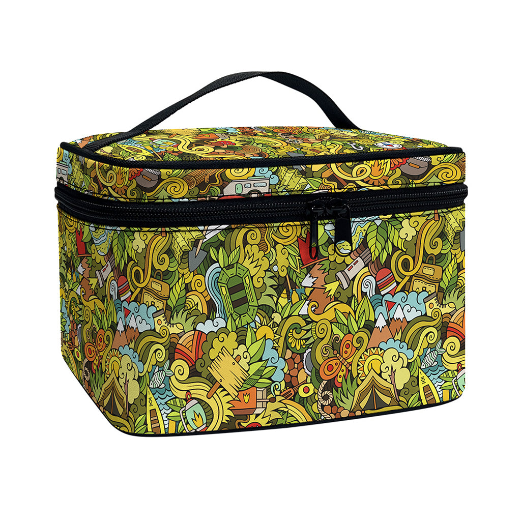 Outdoor Camping Pattern Print Travel Makeup Bag