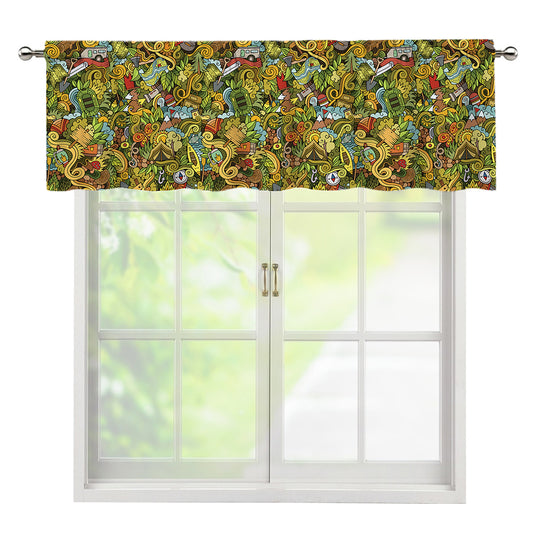 Outdoor Camping Pattern Print Window Valance