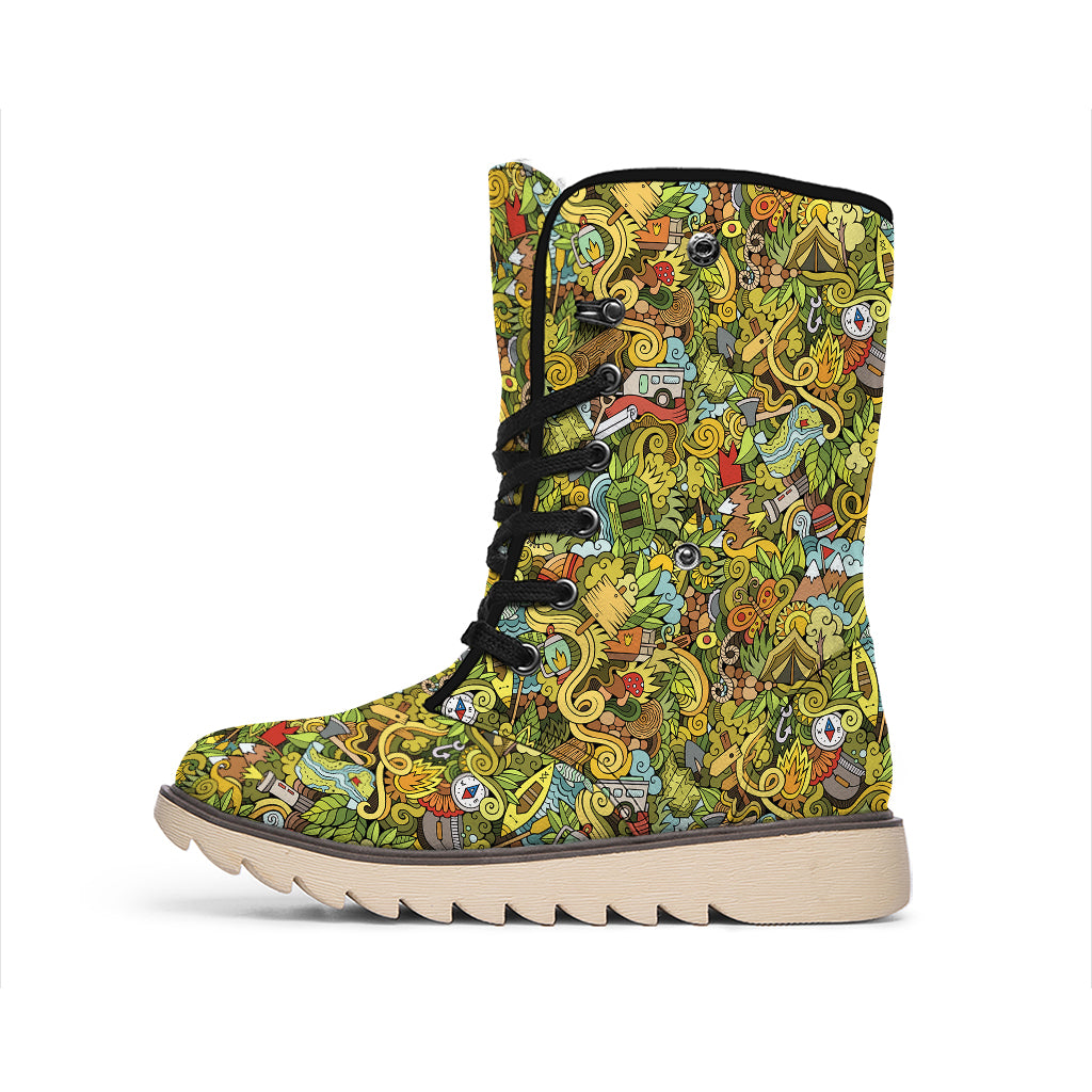 Outdoor Camping Pattern Print Winter Boots