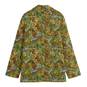 Outdoor Camping Pattern Print Women's Blazer