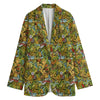 Outdoor Camping Pattern Print Women's Cotton Blazer