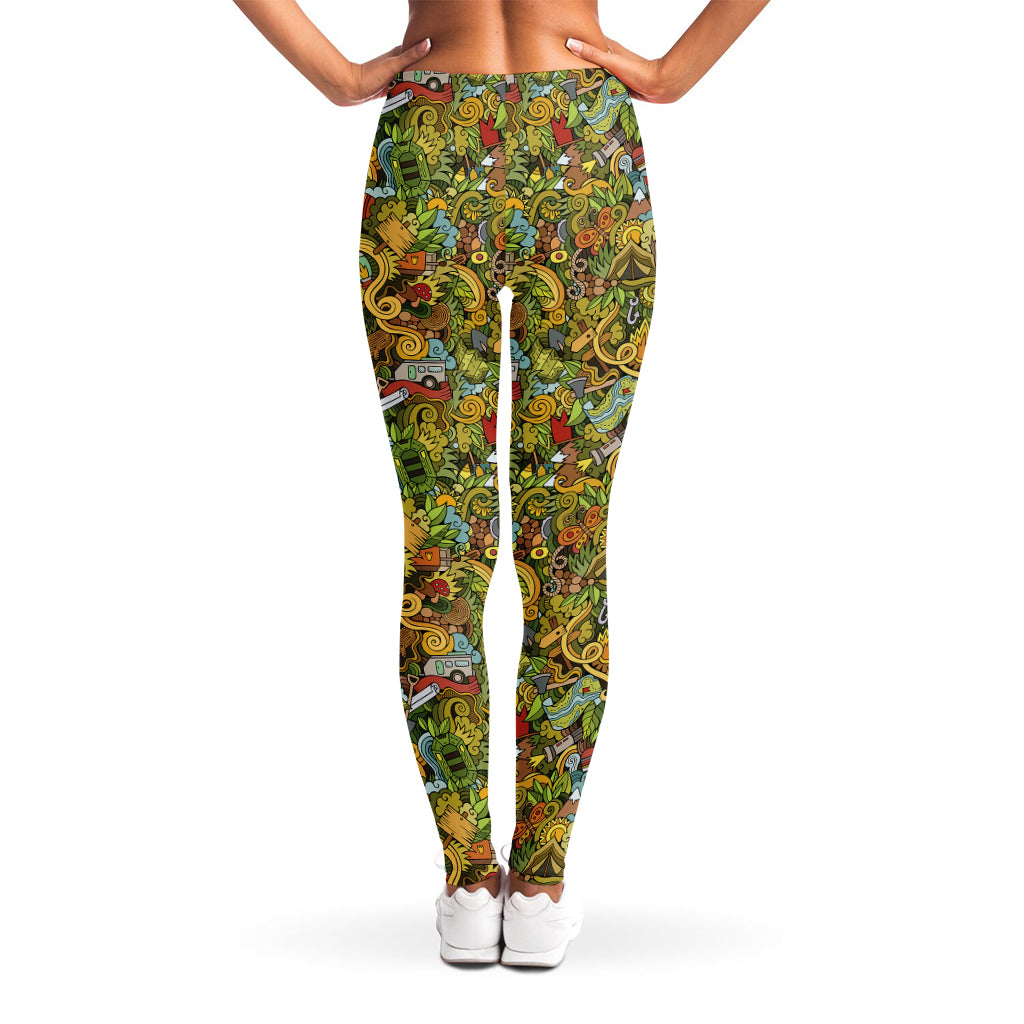 Outdoor Camping Pattern Print Women's Leggings