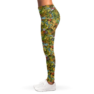 Outdoor Camping Pattern Print Women's Leggings