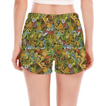 Outdoor Camping Pattern Print Women's Split Running Shorts